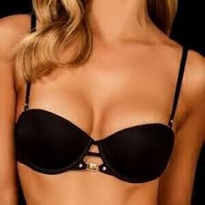 HONEY BIRDETTE Everyday Smooth Convertible Push Up Bra Black Strapless 30DD NWT